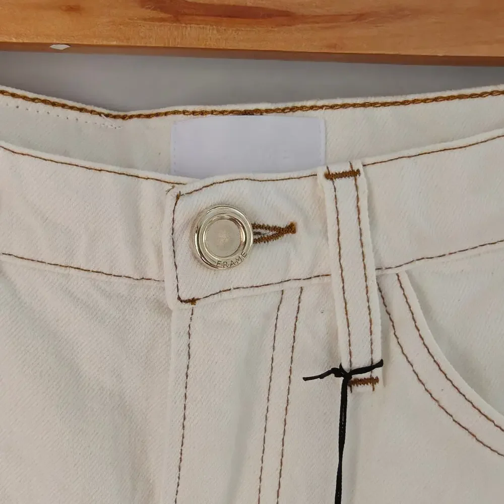 NWT FRAME Le Italien Bermuda Denim Shorts Blanc Cream Size 27 $288